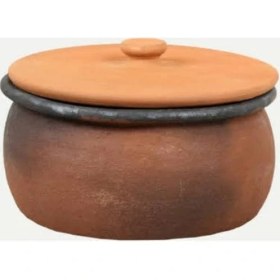 Resim 26CM Büyükboy El Yapımı Kapaklı Toprak Fırın Güveci Güveç 6-9 Kişilik Tahta Servis Kaşığı Hediyeli Toprak Tencere 