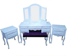 Resim Bengi Ticaret Makyaj Masa 12548 ST 7Çekmece Puflu Model Takım Kayın Kayın Klasik Aslan Ayak Komodin 