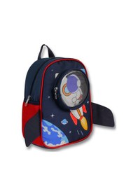 Resim Ümit Çanta Erkek Çocuk Astronot Baskılı Lacivert Kırmızı Anaokulu Sırt Çantası - 5127 Çok Renkli 