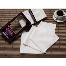 Resim Mira Home Siyah Kutulu 42x42cm 12 Adet Kumaş Mendil-gm Beyaz Acı Kahverengi 