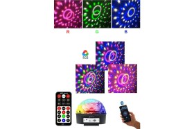 Resim Disko Topu Renkli LED Işıklı Bluetooht Özellikli Sese Duyarlı Mp Çalar Tak Gece Lambası Disko Topu 
