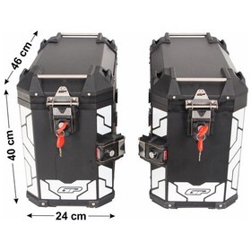 Resim Gp Kompozit Universal 40 Lt X 2 Alüminyum Motosiklet Yan Çanta Seti Siyah Siyah 