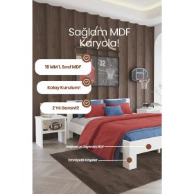 Resim Renazzo Mobilya Letto Mdf Modern Karyola - 1. Sınıf 18 mm Mdf Tasarım Masif Görünümlü Sağlam Karyola 