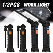 Resim 1/2 adet Asılı Tasarım Katlanabilir İş Işığı, LED+COB Çok Fonksiyonlu El Feneri, Altında Manyetik Bağlantı Fonksiyonu ile, Asılabilir saç tokası ile, Güç Seviyesi Ekranı ile, USB Şarj ile, Yürüyüş, Macera, Bakım için Uygun 