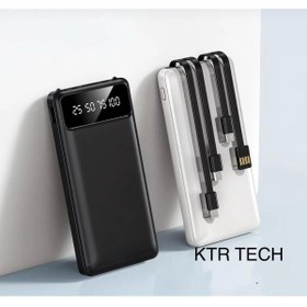 Resim KTR TECH 10.000 Mah Dijital Göstergeli Dahili Çoklu Kablolu Powerbank,siyah beyaz,taşınabilir Şarj Cihazı 