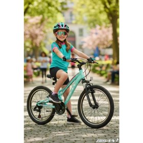 Resim Bisan Gazelle Çocuk Bisikleti 30 cm V 24 Jant 18 Vites Turkuaz Koyu Pembe 