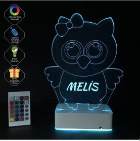 Resim Kişiye Özel 3D Baykuş Ve Kalp Masaüstü Led Lamba 