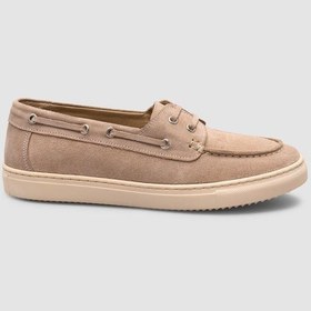 Resim Monamae %100 Hakiki Deri Kremsüet Kadın Loafer Krem 
