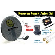 Resim Antenci 40cm Delikli Karavan Çanak Anten Seti Analog Uydu Bulucu 