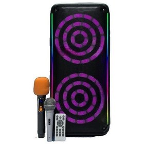 Resim KTS-1912 Çift Mikrofonlu Kumandalı RGB Ledli 5.0 Karaoke Bluetooth Hoparlör 