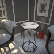 Resim Pasific Home Cetrus Yan Sehpa, Metal Servis Sehpası, Meşe 