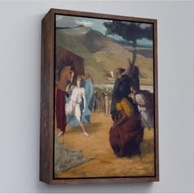 Resim Ahşap Çerçeveli Edgar Degas - İskender Ve Bucephalus Tablosu 55 x 75 cm Beyaz Çerçeve, TTÇ.KNV8056FRM 