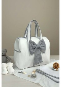 Resim Bow Gri Kurdele Anne Bebek Bakım Çantası Çok Renkli 