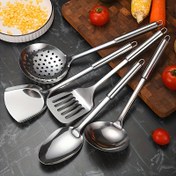Resim Paslanmaz Çelik Mutfak Seti - Tava Spatulası, Kepçe, Ev Yemek Küreği 