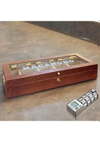 Resim Lubinski İtaly Macanudo Camlı Humidor Puro Kutusu Kahve 200's Cigarspa Elektronik Nemlendirme 