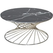 Resim Orta Sehpa Brc RİVOLİ MODELSiyah Mermer Cam Metal Çelik Gümüş renk Kaplam Ayak El Yapım 