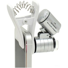 Resim Lemestar 60x Büyüme Oranı Led Işıklı Cep Telefonu Mikroskobu, Evrensel Klemli, Taşınabilir Optik Lens, Gümüş Renk, Pil Dahil 