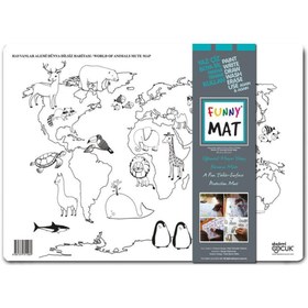 Resim Funny Mat - Hayvanlar Alemi Dünya Dilsiz Haritası - Küçük 33,5x48cm 