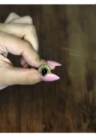 Resim Doğal Taş Oniks Doğal Taşlı Antik Model Kadın Ayarlanabillir Yüzük Euy82o Siyah 