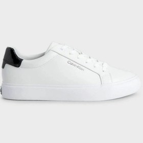 Resim Calvin Klein Hakiki Deri Siyah Beyaz Logolu Kadın Sneaker Çok Renkli 