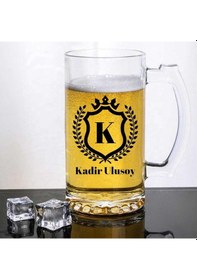 Resim Kişiye Özel İsim Baş Harfli Bira Bardağı Saydam 