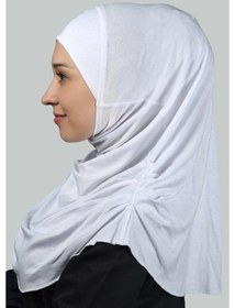 Resim Altobeh Hazır Türban Büzgülü Pileli Pratik Eşarp Tesettür Hijab - Namaz Örtüsü - Beyaz 