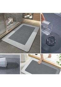 Resim Mainshop 2 Adet Kare Sihirli Su Emici Banyo Paspası Kaymaz Tabanlı Ayak Paspası 38x58 Cm M-60 Çok Renkli 