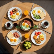 Resim Alesta Life 80 Cm Çap - Ahşap Kaplama Katlanabilir Yer Sofrası Hamur Açma Tahtası Oyun Masası - 21 Cm Yükseklik 