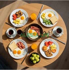 Resim Alesta Life 80 Cm Çap - Ahşap Kaplama Katlanabilir Yer Sofrası Hamur Açma Tahtası Oyun Masası - 21 Cm Yükseklik 