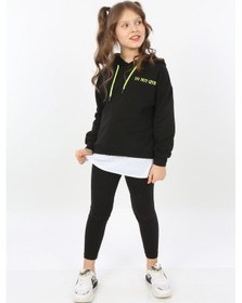 Resim Toontoy Kız Çocuk Do Not Give Up Nakışlı Sweatshirt Siyah 