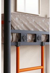 Resim Missidea Metis Genç Çocuk Yatak Odası Metal Ranza Ve Karyola Turuncu 90x200 190 x 200 CM 