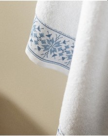 Resim Madame Coco Caresse %100 Pamuk Banyo Havlusu - Beyaz/gri 8684427174937 Beyaz 