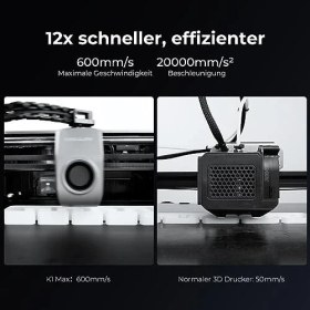 Resim Creality K1 Max 3D Yazıcı, Red Dot Ödülleri Sahibi, 600 Mm/s, Otomatik Seviyelendirme, Çift Soğutma, Akıllı Aı Işlevi, Kullanıma Hazır, Büyük Baskı Boyutu 300X300X300 mm 