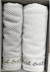 Resim Özdilek Filgo Çiçekli 2'li Kutulu Havlu Yeşil-beyaz Çok Renkli 