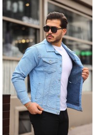 Resim Serseri Jeans Koyu Haki Erkek Kot Ceket Mavi 