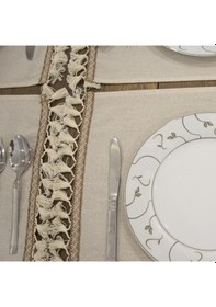 Resim Dnc Home Tekstil Ndchome 6lı Keten Amerikan Servis Seti 35x55 Krem 