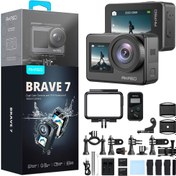Resim Akaso Brave 7 4K/30FPS 20MP Wi-Fi Dual Screen Aksiyon Kamera ve Aksesuar Seti, App Kontrollü, IPX8 