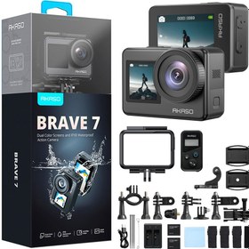 Resim Akaso Brave 7 4K/30FPS 20MP Wi-Fi Dual Screen Aksiyon Kamera ve Aksesuar Seti, App Kontrollü, IPX8 