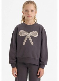 Resim Defacto Kız Çocuk Overshirt Fit Baskılı İçi Yumuşak Tüylü Sweatshirt G6269a825wnar1 Antrasit-ar1 