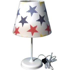 Resim Yıldız Kumaş Kaplama Kız Erkek Çocuk Odası Genç Odası Abajur 