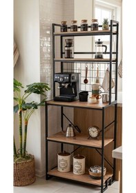 Resim Uykula 5 Raflı Metal Mutfak Rafı Ve Çok Amaçlı Düzenleyici - Modern Kahve Köşesi & Mikrodalga Standı 190 Cm Diğer 