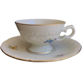 Resim King Çekoslavak El Yapımı 6 Lı Türk Kahve Fincanı Çiçek Desen Mat 