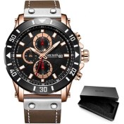 Resim Hanyang 2081G-ROSE Megir Erkek Saati Top Marka Lüks Erkek Saati 2022 Retro Askeri Chronograph Religio Erkek Saati 2081 Siyah (Yurt Dışından) 