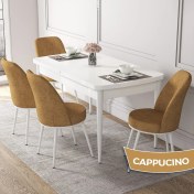 Resim Canisa Concept Kor Serisi, Beyaz 70X114 Açılabilir Mutfak Masa Takımı, 4 Sandalye 