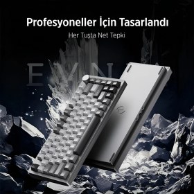 Resim Philips EVNIA SPK8618 Mekanik RGB 81 Tuş USB/Bluetooth/2.4G Kablosuz Oyuncu Klavyesi Mor 