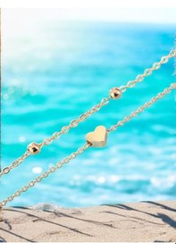 Resim Feron Accessories Çelik Gümüş Renk Kalp Tasarımlı 2li Halhal Gold 