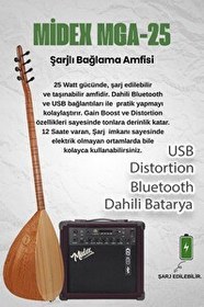 Resim Yonka B-142U-AMP Amfili Uzun Sap Çınar Ağacı Saz Bağlama Seti 