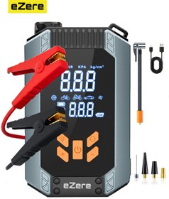 Resim EZERE ST-9632D 4in1 Güçlü 150 PSI Hava Kompresörü, Akü Takviye & Powerbank Dijital Lastik Şişirme Pompa 