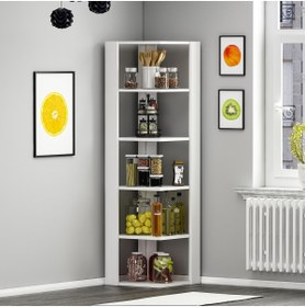 Resim Betroya Ankle Köşe Rafı, Kitaplık - Parlak Beyaz 