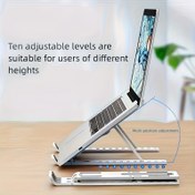 Resim 10 Seviyeli Ayarlanabilir Yükseklik ve Açı, Ergonomik Taşınabilir Katlanır Masaüstü Dizüstü Standı - Çoğu Laptop ile Uyumlu, Sağlam Yapılı Dikey Dizüstü Bilgisayar Standı 